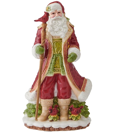Fitz and Floyd Poinsettia Holiday Collection Musical Santa #double;We Wish You a Merry Christmas#double; Figurine