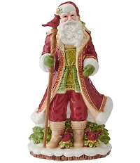 Fitz and Floyd Poinsettia Holiday Collection Musical Santa #double;We Wish You a Merry Christmas#double; Figurine