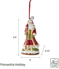 Fitz And Floyd Poinsettia Holiday Collection Santa Bell 2025 Ornament
