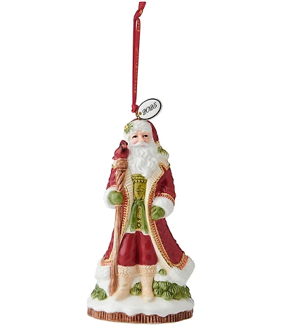 Fitz And Floyd Poinsettia Holiday Collection Santa Bell 2025 Ornament