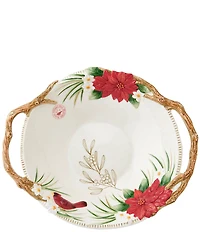 Fitz and Floyd Poinsettia Holiday Collection Serving Bowl