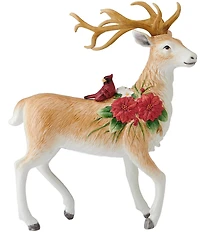 Fitz and Floyd Poinsettia Holiday Collection Standing Deer Figurine