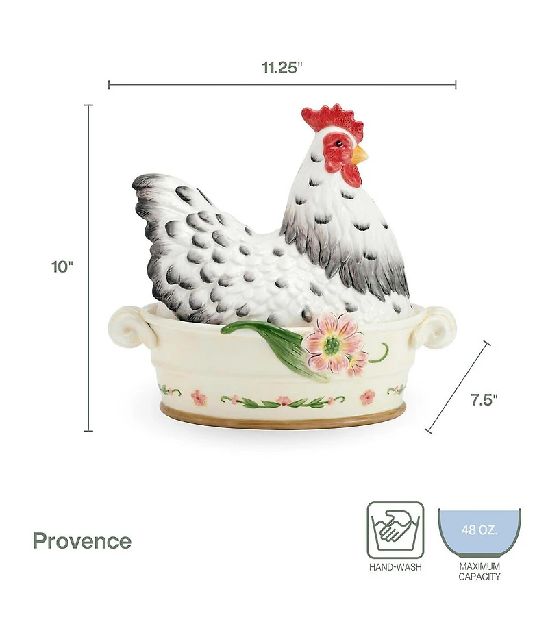 Fitz and Floyd Provence Rooster Covered Vegetable Bowl