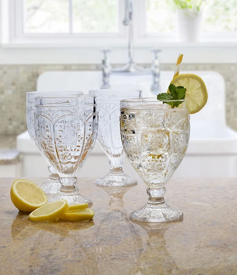 Fitz and Floyd Red Trestle Goblets, Set of 4