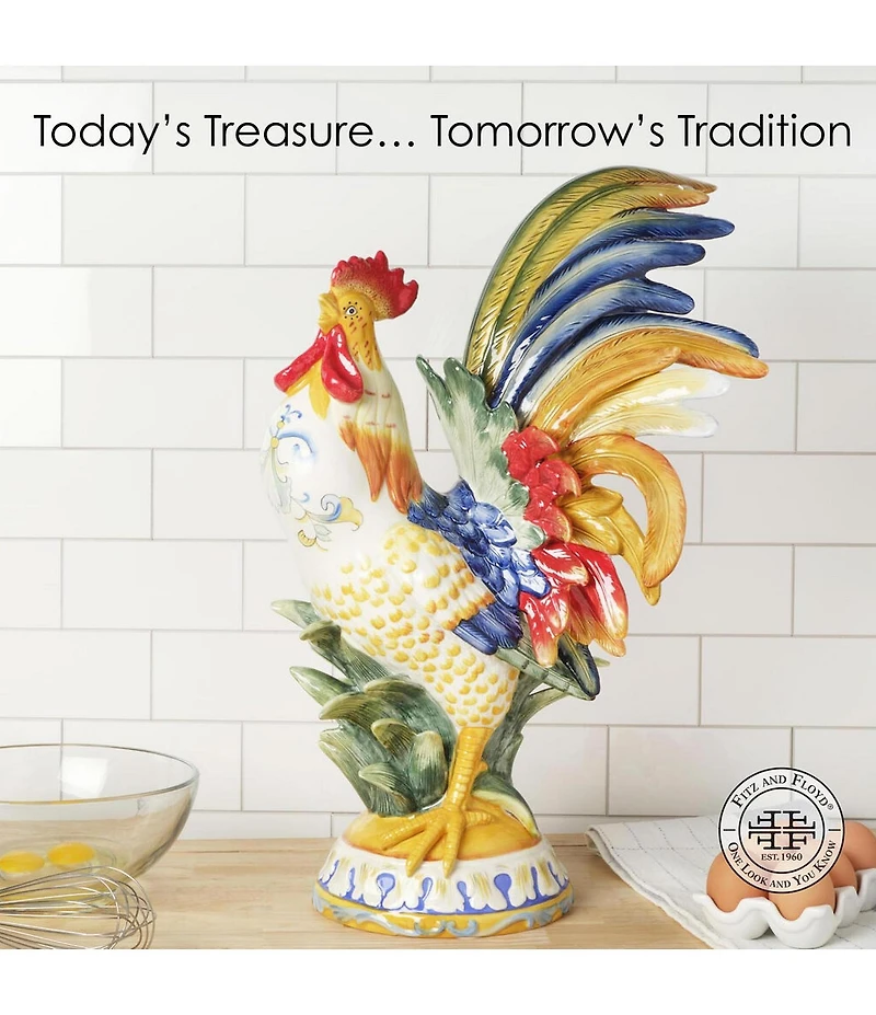 Fitz and Floyd Ricamo Collection Rooster Figurine, 20.5#double;