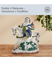 Fitz and Floyd Santa On Horse Holiday Musical Blue Figurine