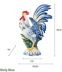 Fitz and Floyd Sicily Blue Rooster Figurine