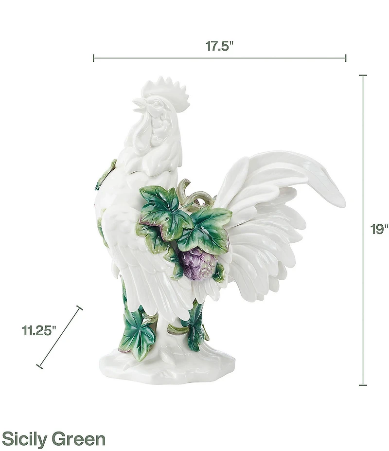 Fitz and Floyd Sicily Green Rooster Figurine