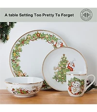 Fitz and Floyd St. Nicholas Collection Gold 16-Piece Dinnerware Set, Service for 4