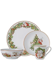 Fitz and Floyd St. Nicholas Collection Gold 16-Piece Dinnerware Set, Service for 4