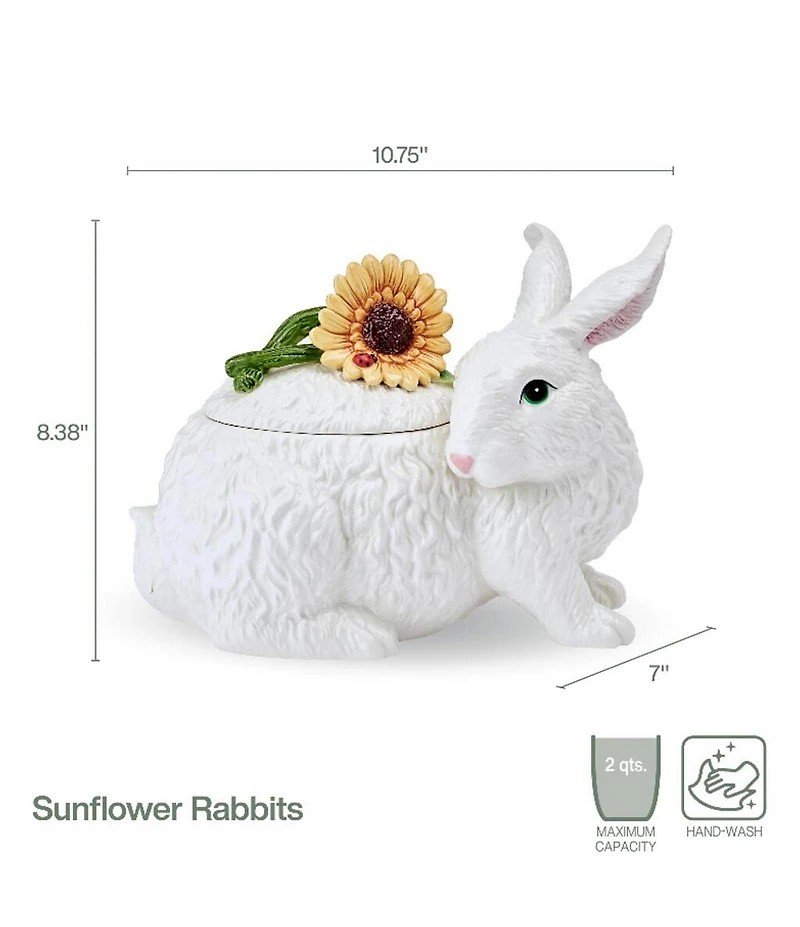 Fitz and Floyd Sunflower Rabbits Collection Cookie Jar
