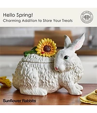 Fitz and Floyd Sunflower Rabbits Collection Cookie Jar