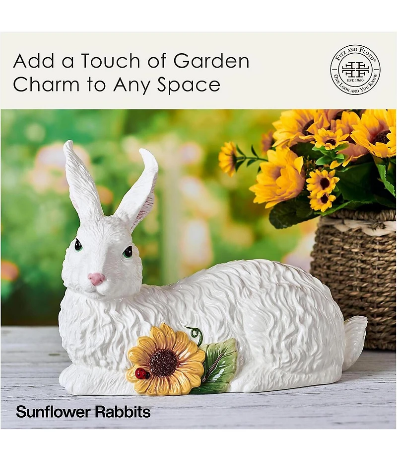 Fitz and Floyd Sunflower Rabbits Collection Resting Figurine