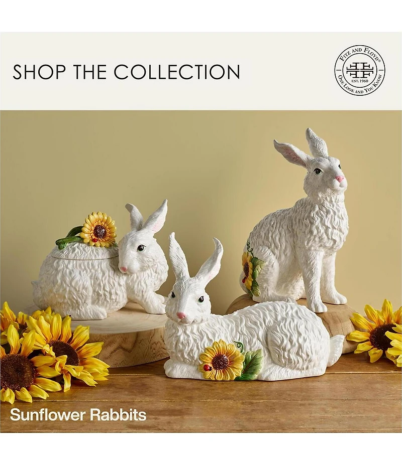 Fitz and Floyd Sunflower Rabbits Collection Resting Figurine