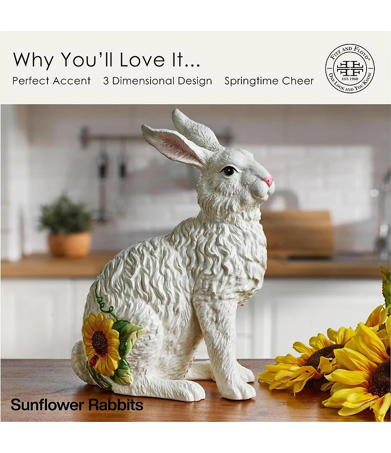 Fitz and Floyd Sunflower Rabbits Collection Sitting Figurine