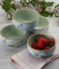 Fitz and Floyd Toulouse Blue Butterfly Small Bowls, Set of 4