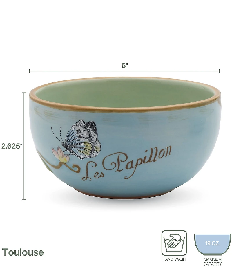 Fitz and Floyd Toulouse Blue Butterfly Small Bowls, Set of 4