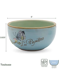 Fitz and Floyd Toulouse Blue Butterfly Small Bowls, Set of 4