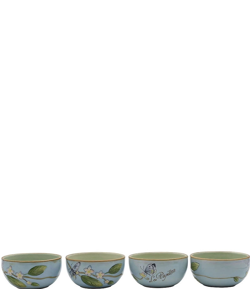Fitz and Floyd Toulouse Blue Butterfly Small Bowls, Set of 4