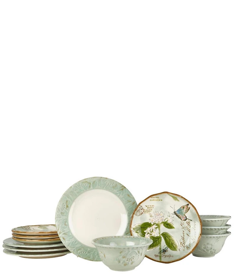 Fitz and Floyd Toulouse Collection 12-Piece Dinnerware Set, Service for 4