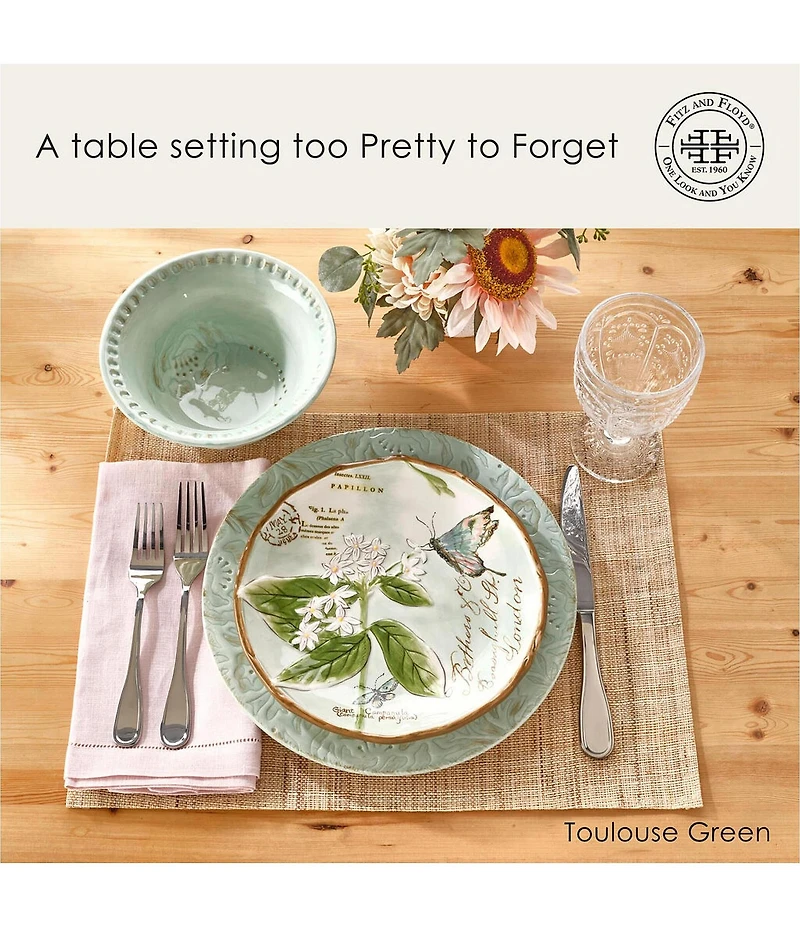 Fitz and Floyd Toulouse Collection 12-Piece Dinnerware Set, Service for 4