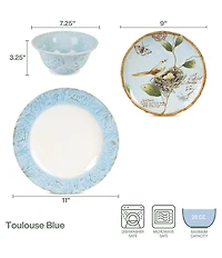 Fitz and Floyd Toulouse Collection 12-Piece Dinnerware Set