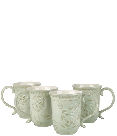 Fitz and Floyd Toulouse Collection Floral Mugs, Set of 4