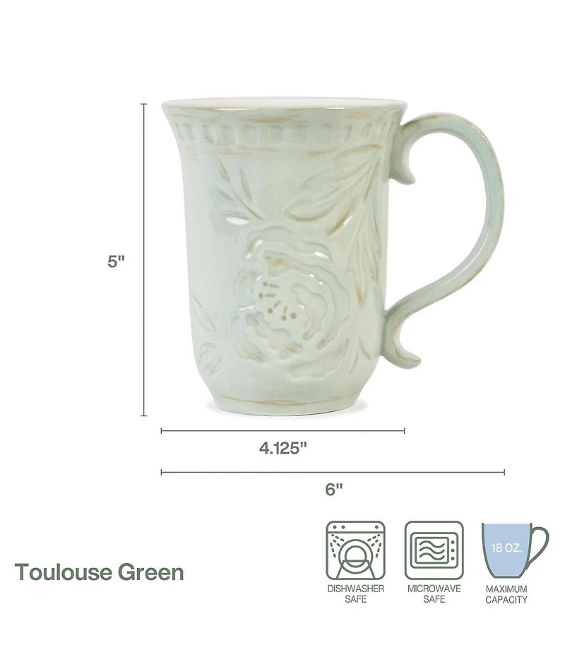 Fitz and Floyd Toulouse Collection Floral Mugs, Set of 4