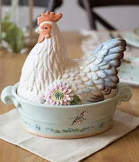 Fitz and Floyd Toulouse Collection Hen Covered Vegetable Bowl