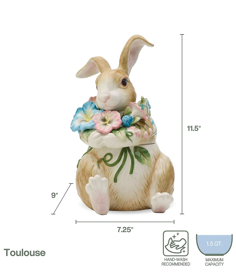 Fitz and Floyd Toulouse Collection Rabbit Cookie Jar Figurine