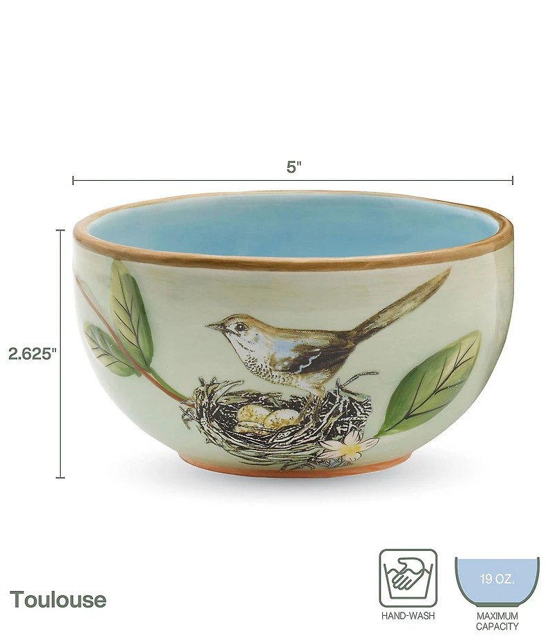 Fitz and Floyd Toulouse Green Small Bowls, Set of 4