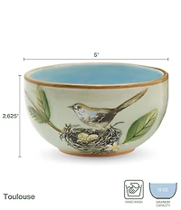 Fitz and Floyd Toulouse Green Small Bowls, Set of 4