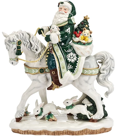 Fitz And Floyd Winter Frost Collection Santa on Horse Figurine