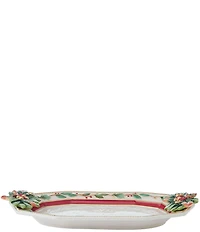 Fitz and Floyd Woodland Holiday Collection Holly & Berries Sentiment Tray