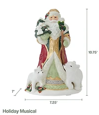 Fitz and Floyd Woodland Holiday Collection Musical Santa Figurine, 10.75#double;