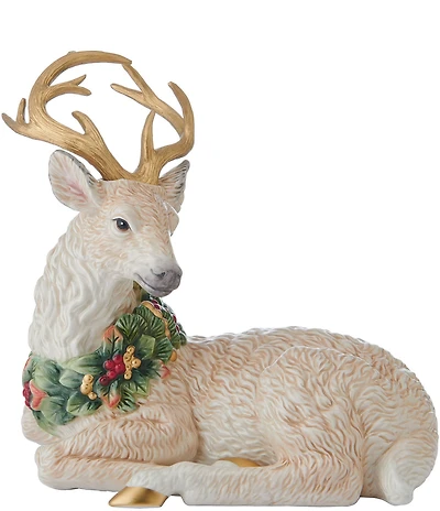 Fitz and Floyd Woodland Holiday Collection Resting Deer Figurine