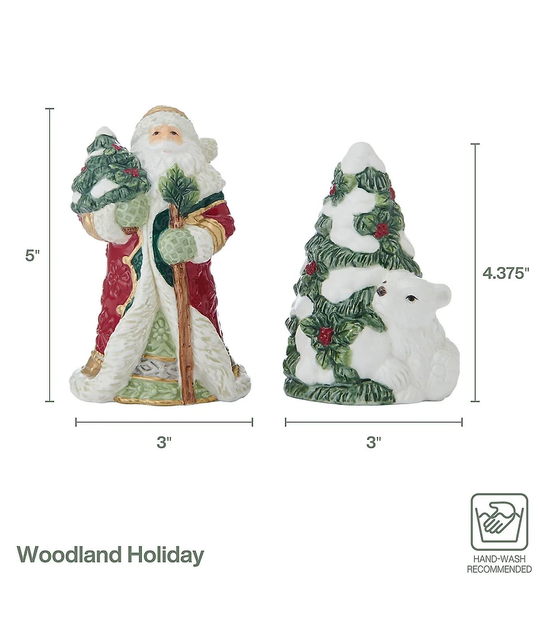 Fitz and Floyd Woodland Holiday Collection Salt & Pepper Set
