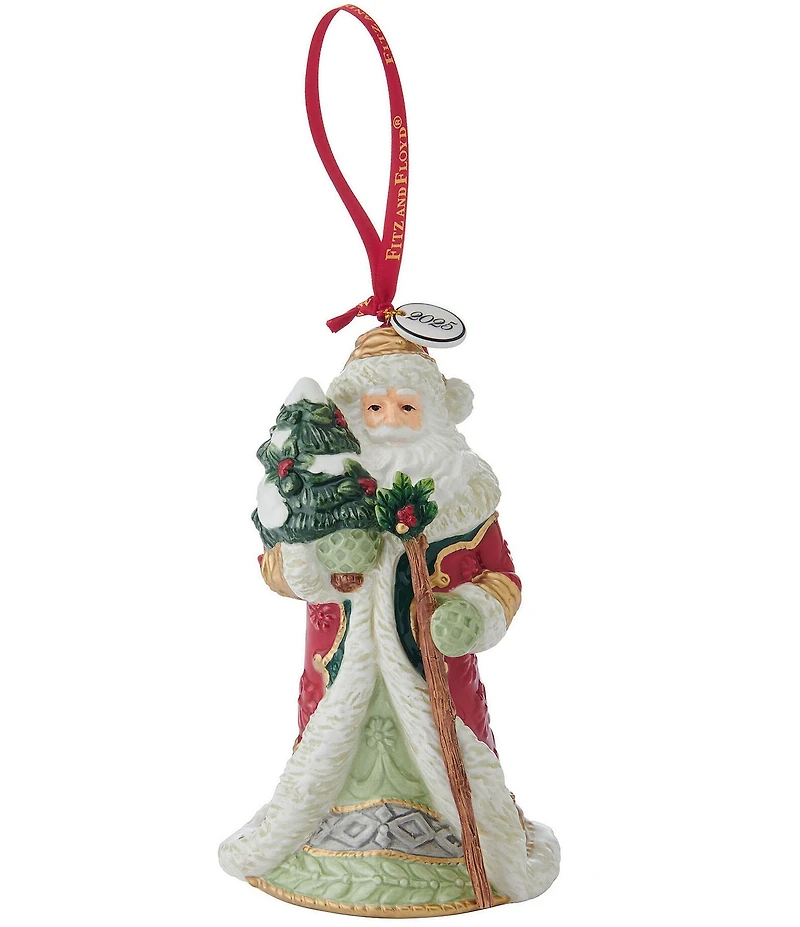 Fitz and Floyd Woodland Holiday Collection Santa Bell 2025 Ornament