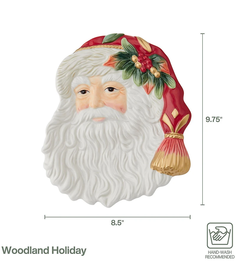 Fitz and Floyd Woodland Holiday Collection Santa Serving Tray