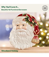 Fitz and Floyd Woodland Holiday Collection Santa Serving Tray