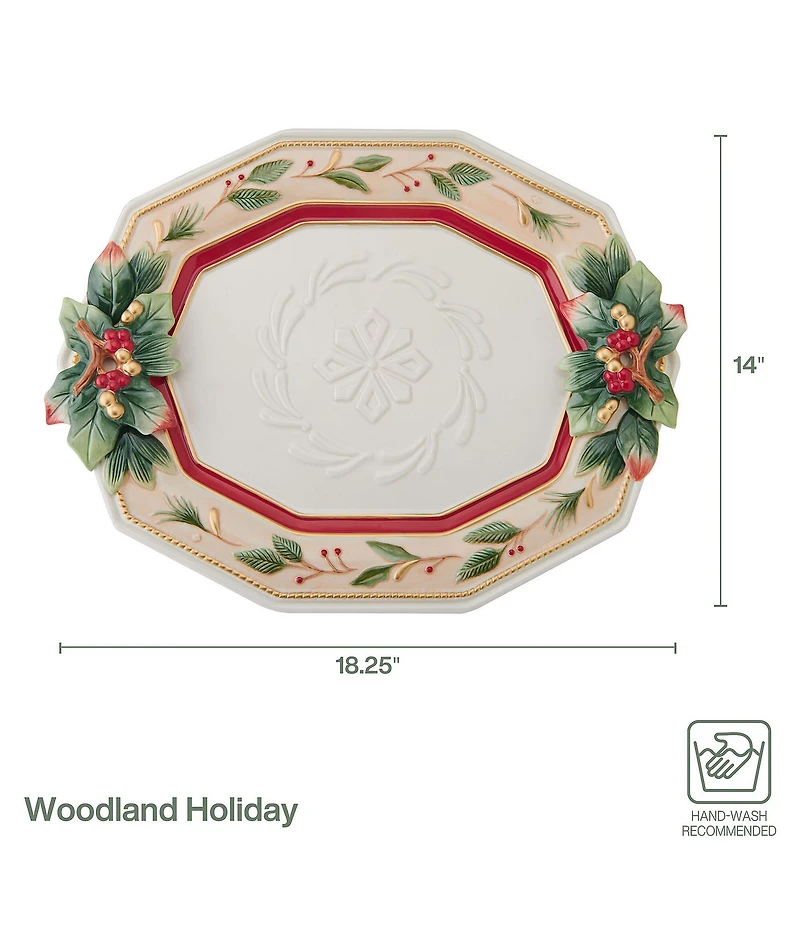 Fitz and Floyd Woodland Holiday Collection Serving Platter