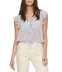 Flag and Anthem Alina Floral Flutter Sleeve Blouse