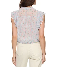 Flag and Anthem Alina Floral Flutter Sleeve Blouse