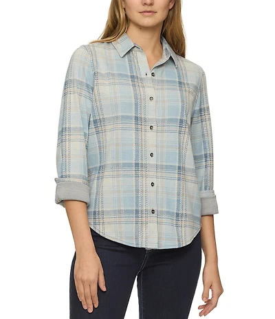 Flag and Anthem Beatrice Long Sleeve Plaid Stretch Flannel Shirt