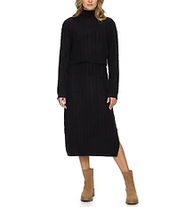 Flag and Anthem Becca Long Sleeve Textured Knit Midi Sweater Dress