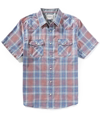 Flag and Anthem Benton Plaid Short Sleeve Woven Western Shirt