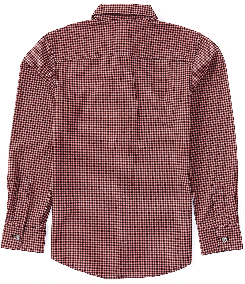 Flag and Anthem Big Boys Long Sleeve Madelfex Journey Gingham Performance Shirt