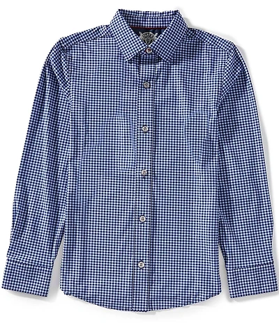 Flag and Anthem Big Boys Long Sleeve Madelfex Journey Gingham Performance Shirt