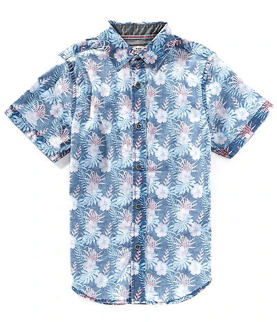 Flag and Anthem Big Boys Short Sleeve Puckett Vintage Hibiscus Print Shirt