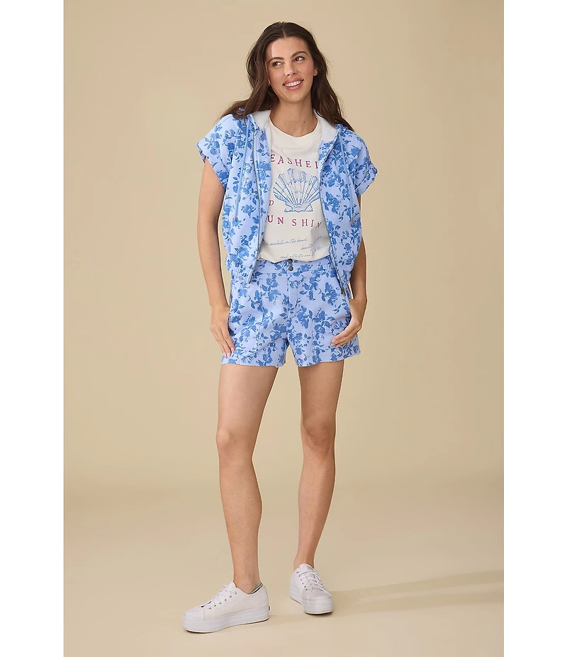 Flag and Anthem Blaine Printed Short Sleeve Zip Front Hoodie